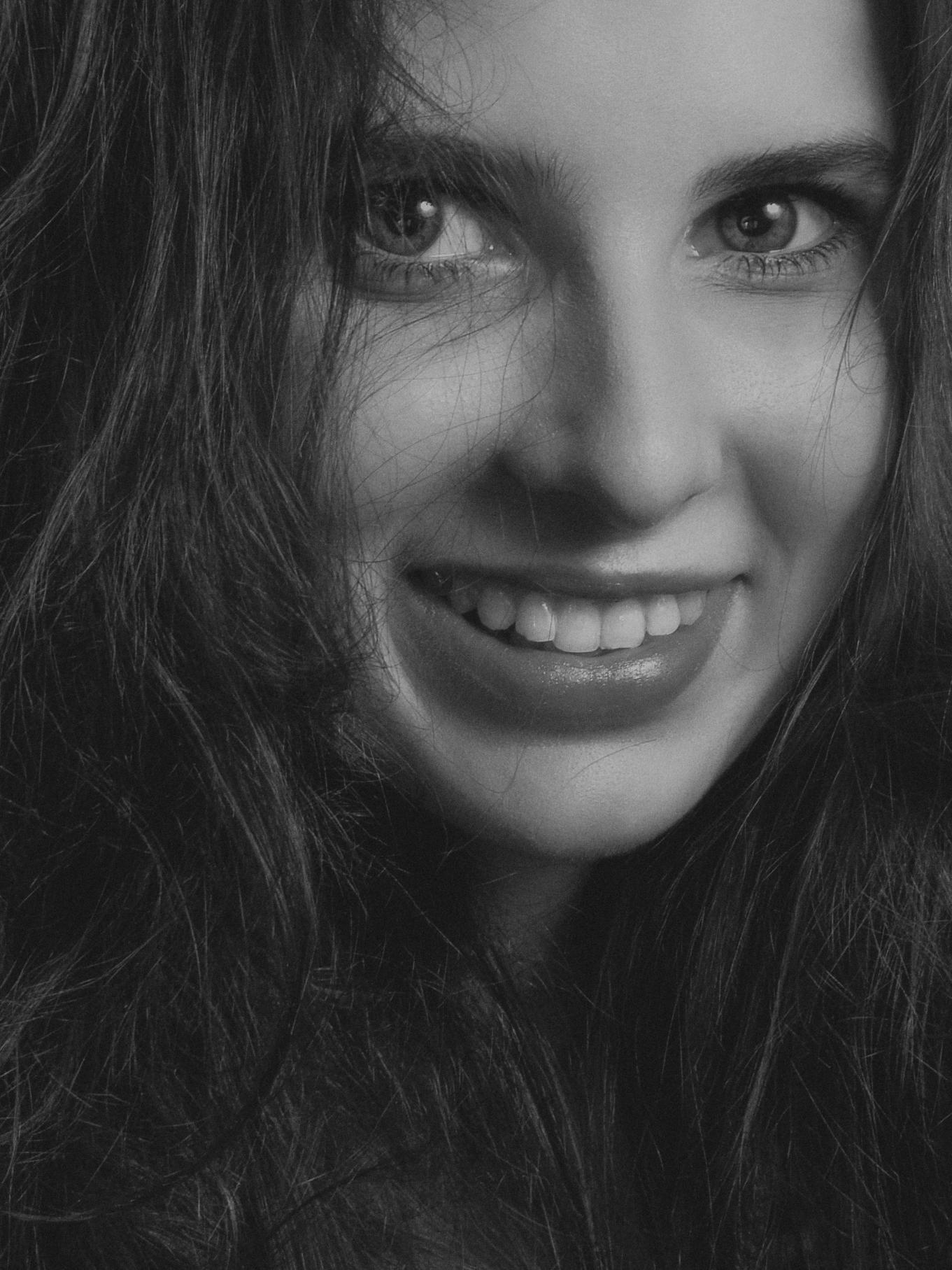 Girl smiling B&W