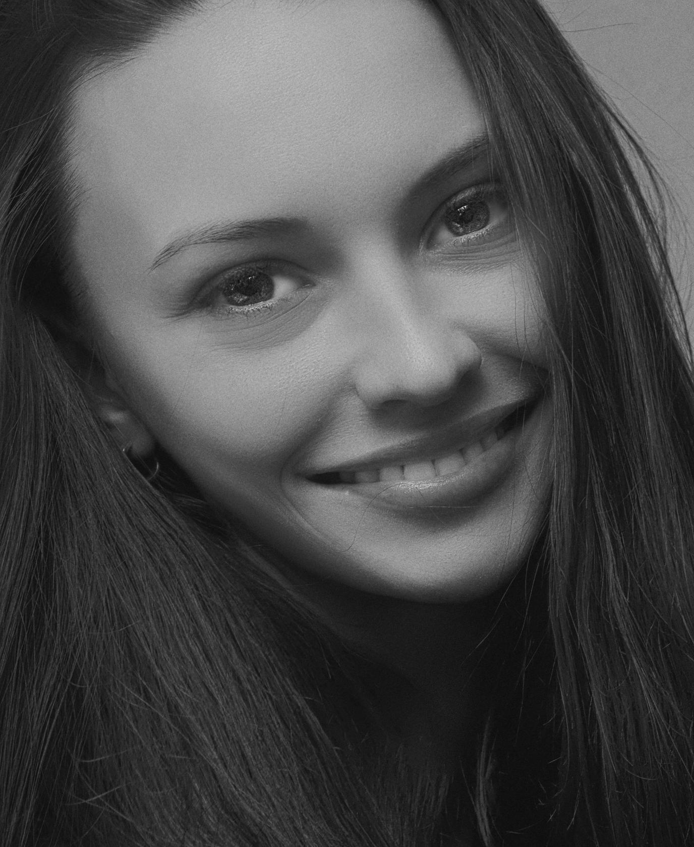 Girl smiling B&W